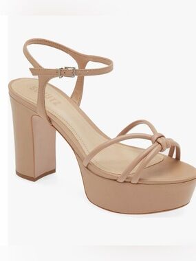 SCHUTZ Kelsie Platform Leather Sandal, Nude Leather, Women Size 8